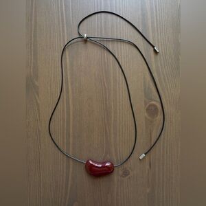 Red Statement Pendant Necklace | Adjustable Black Cord | Minimalist Modern